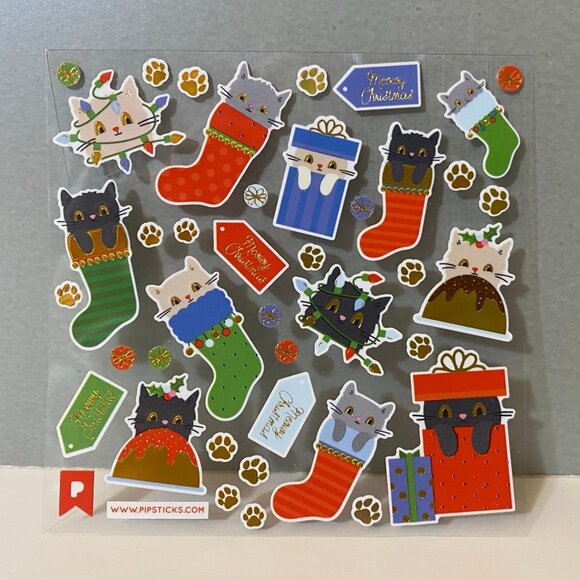Pipsticks Kittens Cats Christmas Stickers - Picture 1 of 3